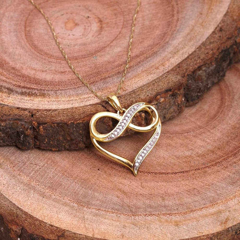 10K Yellow Gold Chain-Infinity Diamond Necklace For Women